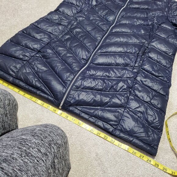 CALVIN KLEIN Chevron Quilted Packable Down Puffer Coat Jacket Navy Women's 2X - Picture 12 of 14